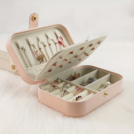 Double-Layer Faux Leather Jewelry Organizer