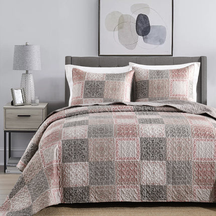 Soft & Breathable Floral Print 3pcs Bedspread Set - Reversible