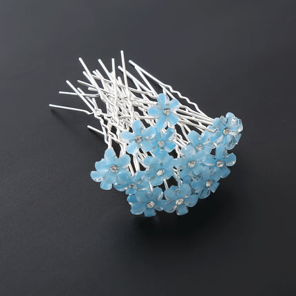 20pcs Rhinestone Flower U Hairpins