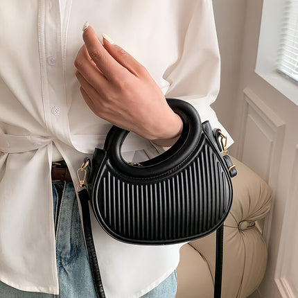 Black Striped Embossed Crossbody Bag