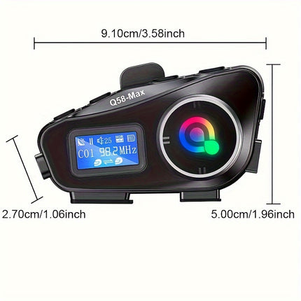 Q58MAX Wireless Motorcycle Helmet Headset with FM Radio & Intercom