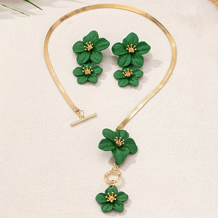 Elegant Flower Pendant Jewelry Set