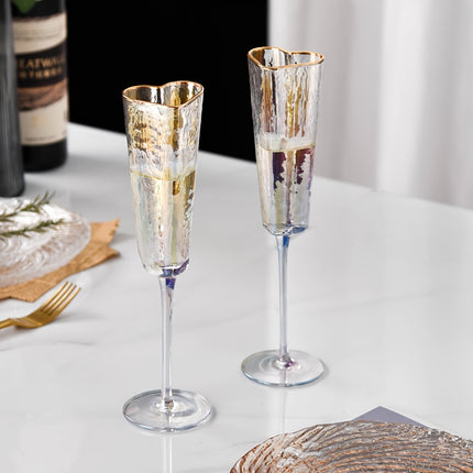 Elegant 5.54oz Champagne Flute with Gold-Plated Heart Design