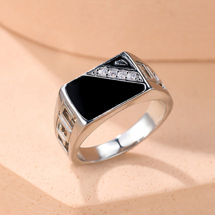 Classic Triangular Black Oil Drop Ring