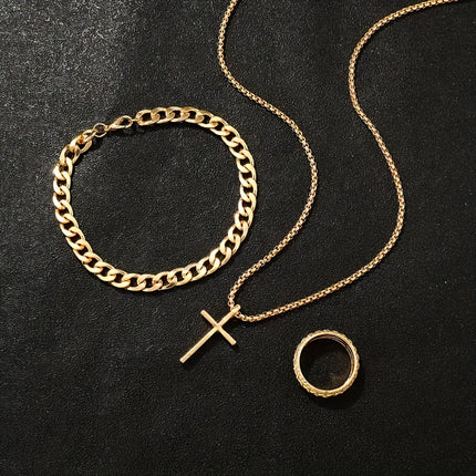 Men's Cross Faith Pendant Jewelry Set