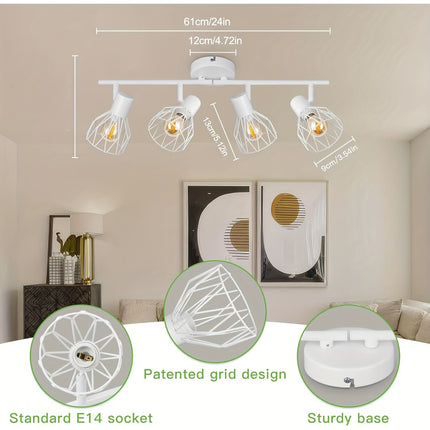 Modern E14 LED Pendant Light - Rotatable 4-Flame Ceiling Light