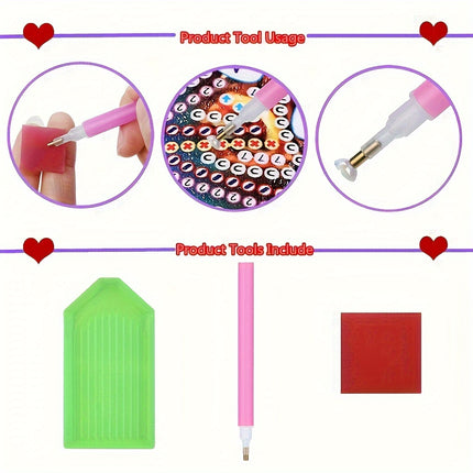 DIY Acrylic Diamond Art Kit - Cat & Flower