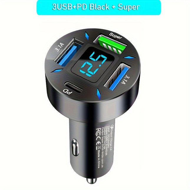 4-Port Fast Car Charger with PD 20W Adapter