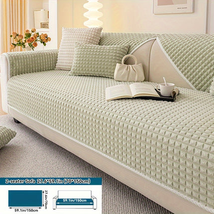 Plaid Plush Sofa Cover - Warm, Soft, Pet-Friendly Protector