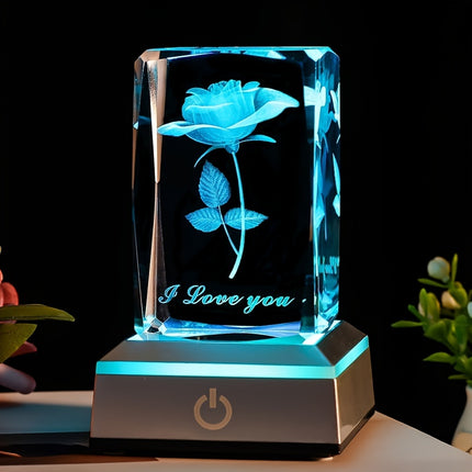 3D Rose Crystal LED Lamp - Romantic & Memorable Gift