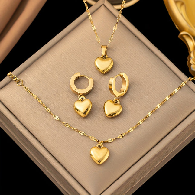 Chic Heart-Shaped Jewelry Set