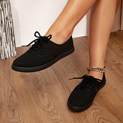 Black Canvas Lace-Up Sneakers