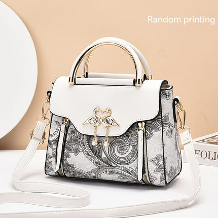 Geometric Print Faux Leather Handbag