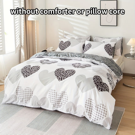 Leopard Print Heart Comforter Set - Cozy & Stylish Bedding