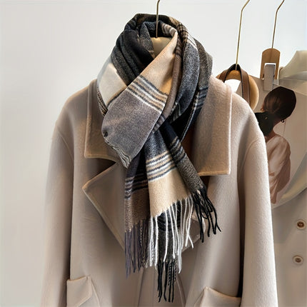 Cozy Faux Cashmere Tassel Scarf
