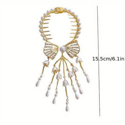 High-End Retro Rhinestone Pearl Hairpin
