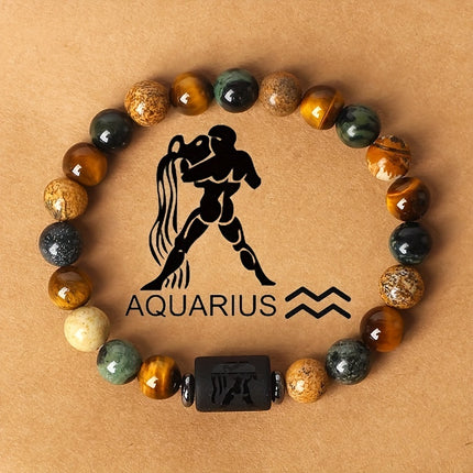 Men's Zodiac Stone Beaded Bracelet