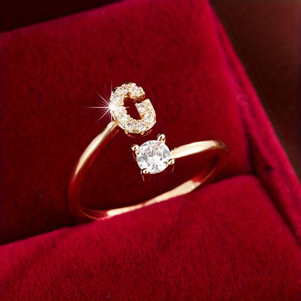 Adjustable Letter Zirconia Copper Ring