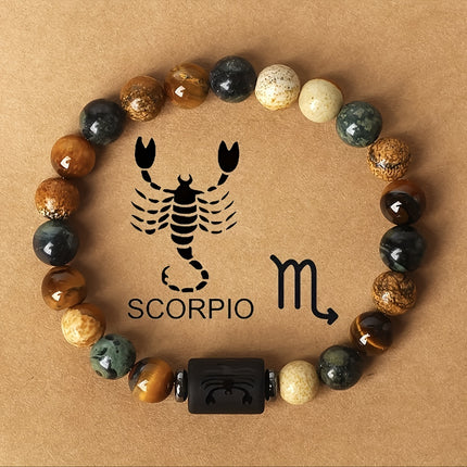 Men's Zodiac Stone Beaded Bracelet