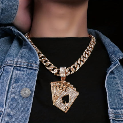 1pc Poker Pendant + Cuban Chain
