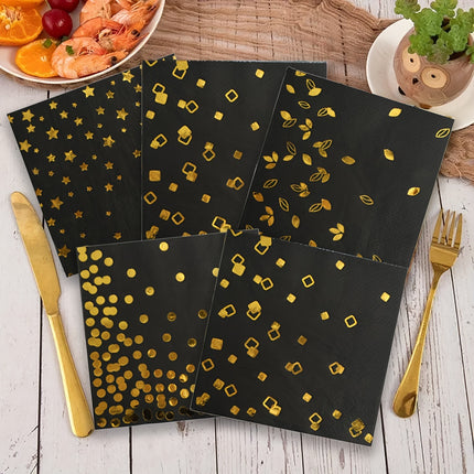 100pcs White/Black Hot Stamping Theme Party Napkins