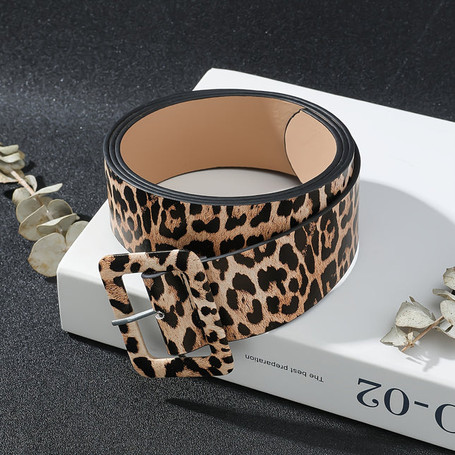 Leopard Print Wide PU Belt