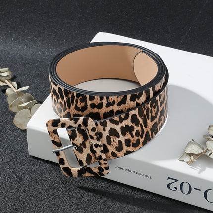 Leopard Print Wide PU Belt