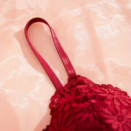 8pcs Contrast Lace Wireless Bra Set