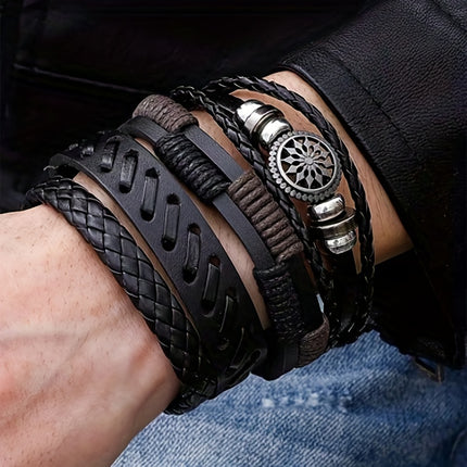 Men's Vintage Leather Bracelet Set