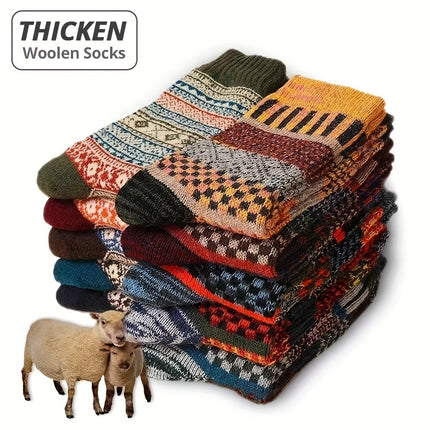 5 Pairs Women's Cozy Knit Socks – Warm & Elegant Houndstooth