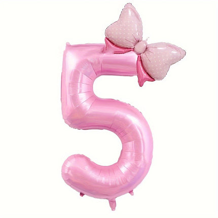 Pink Number Balloon with Adorable Bow