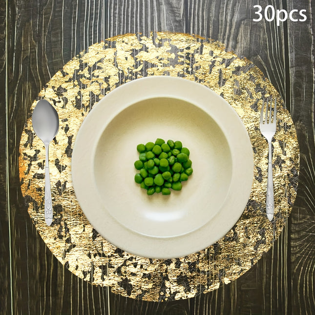 30/60pcs Golden Disposable Aluminum Foil Placemats