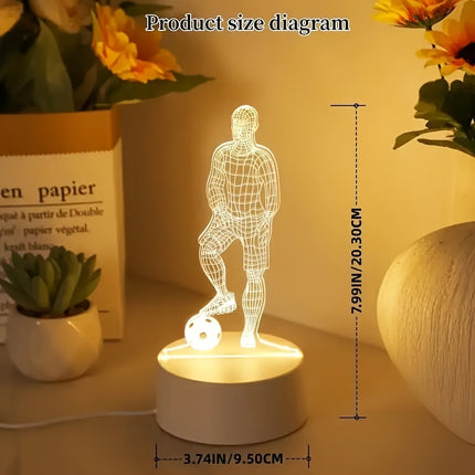 3D Football Player LED Table Lamp – Bedside Night Light
