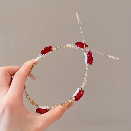 Rose Faux Pearl Hair Hoop