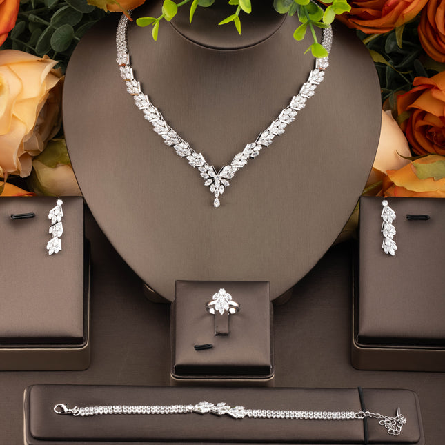 Luxurious Leaf Wedding Jewelry Set
