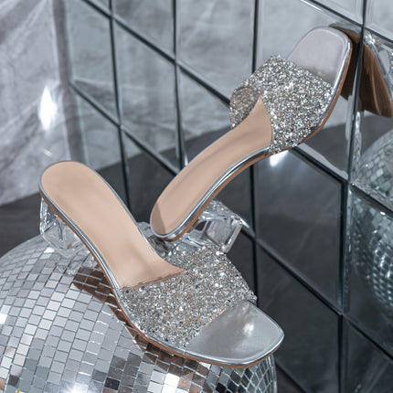 Sparkling Crystal Heel Sandals