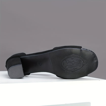 Stylish Chunky-Heeled Black Sandals