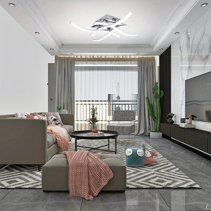 Elegant Curved LED Ceiling Light – Dimmable 28W Lamp