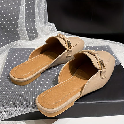Elegant Beige Slip-On Mules