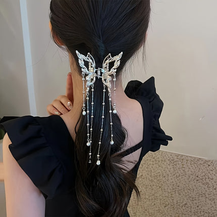 Elegant Butterfly Tassel Braided Hair Clip