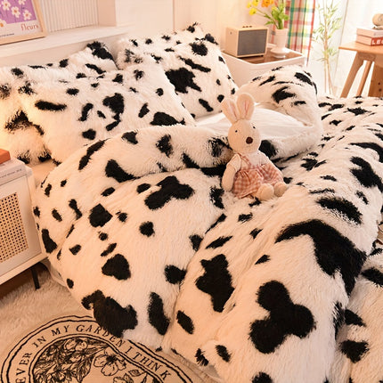 Luxurious Leopard Print Faux Fur Bedding Set