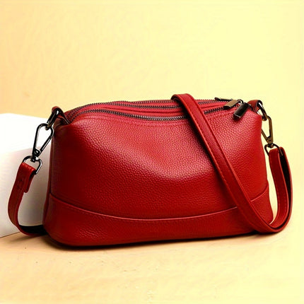 Elegant Red Leather Crossbody Bag