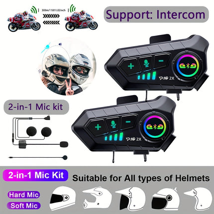 2-in-1 Motorcycle Intercom & Music Helmet Earphone