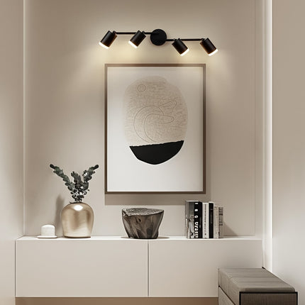 Black Metal 4-Light LED Ceiling Spotlight - Swivel Design