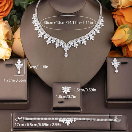 Elegant Leaf-Cubic Zirconia Jewelry Set