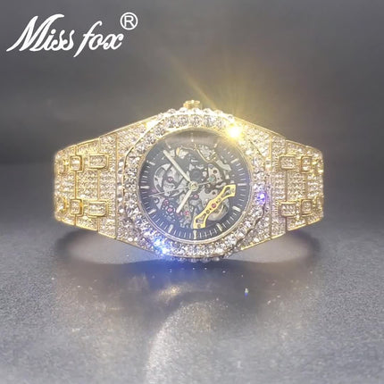 MISSFOX Luxury Ice Rhinestone Watch