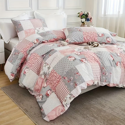 Floral Patchwork Duvet Cover Set - Soft & Cozy Bedding