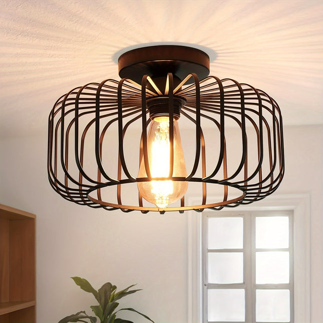 Modern Pendant Ceiling Light - E27 Socket, Round Flame Lampshade