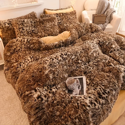 Leopard Print Plush Duvet Set