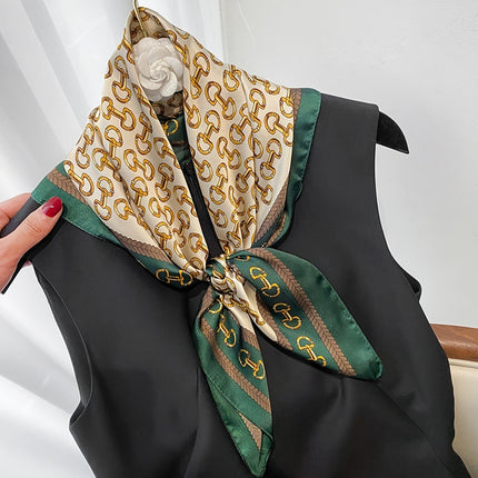 Elegant Golden Buckle Square Scarf